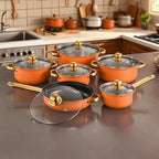 6pcs Red Stainless Steel Cookware Set, Non-stick Frying Pan, Pan, with Lid, Multi-functional, Fashionable and Durable, Suitable for Induction Cooker, Can Be Used in Kitchen, Restaurant, Outdoor Camping, Perfect Gift for Valentine's Day