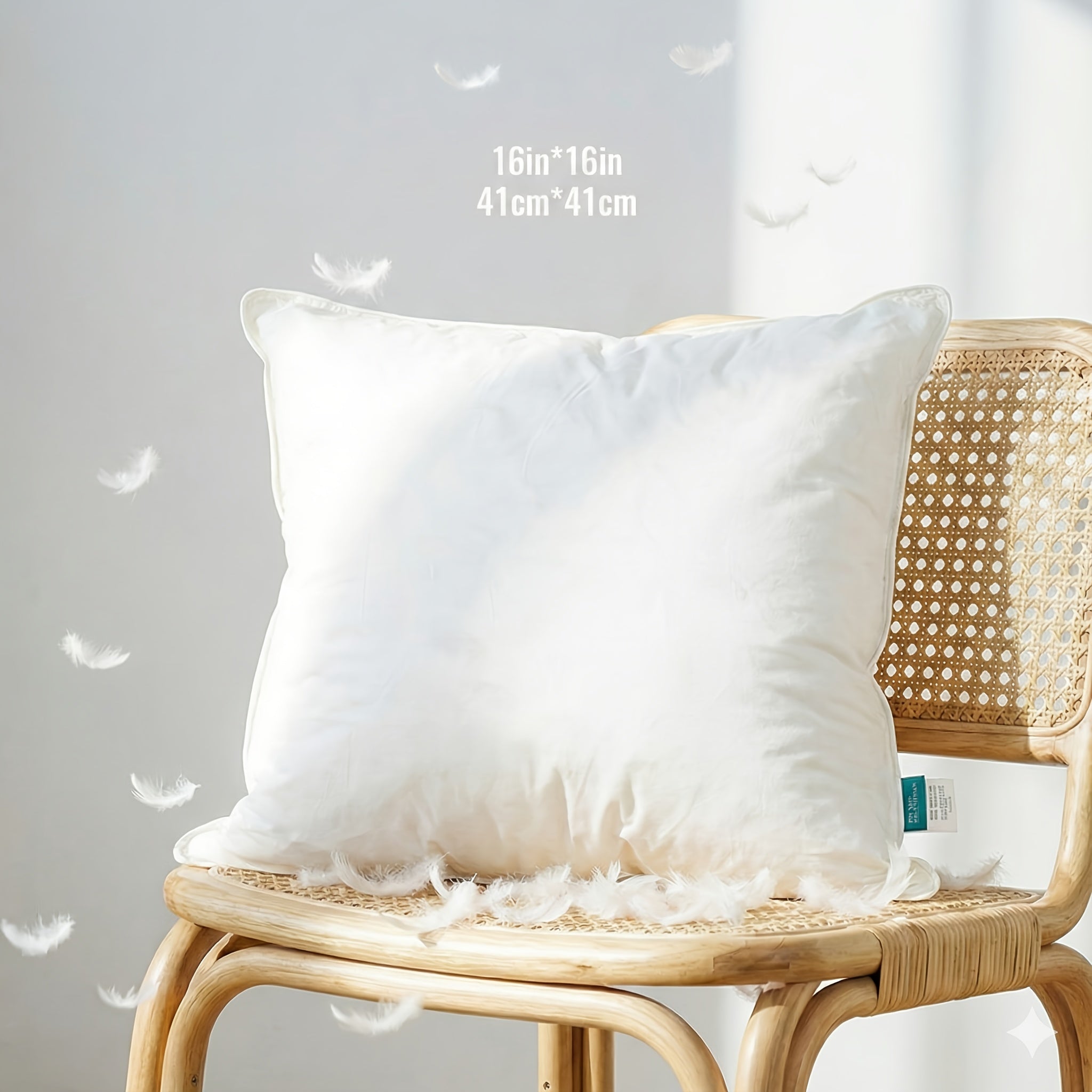 1pc Almofada de penas de ganso de luxo - Ultra-mole, de duas camadas, almofada quadrada decorativa branca com enchimento de alta qualidade para sofá, sofá e cama, estilo contemporâneo, lavável à máquina, almofada de sofá | Luxo decorativo | Almofada de penas fofa, almofada decorativa