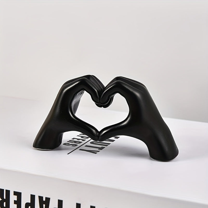 1 Estátua de Resina em Formato de Coração Artesanal e Exclusiva - Um Símbolo Moderno de Amor, Design Único em Formato de Mão, Decoração Elegante para Casa, Belo Enfeite para Casamentos, Ideal para Decoração de Festas, Festas de Férias e Ornamento de Mesa