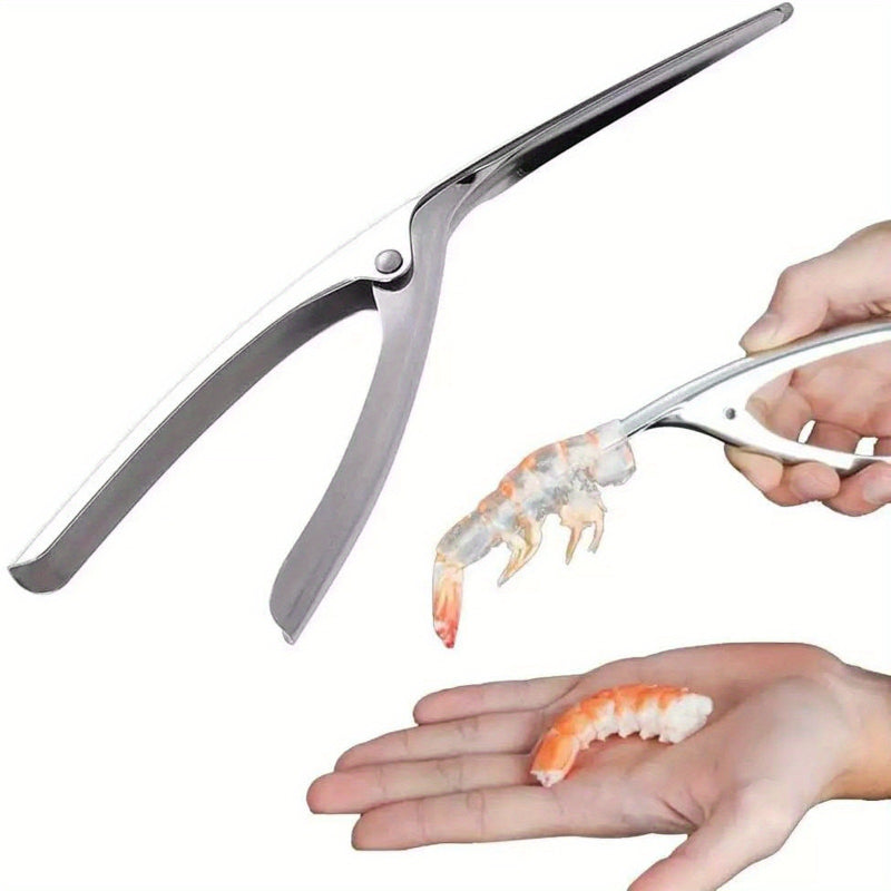 Uma Nova Ferramenta de Descascamento de Camarão em Aço Inoxidável, um Dispositivo Profissional para Limpar Camarões e Remover Intestinos, um Limpador de Casca de Marisco de Alta Qualidade, Pinças de Cozinha Criativas, Adequadas para Lagostas e Caranguejos, um Removedor de Intestinos de Lagosta