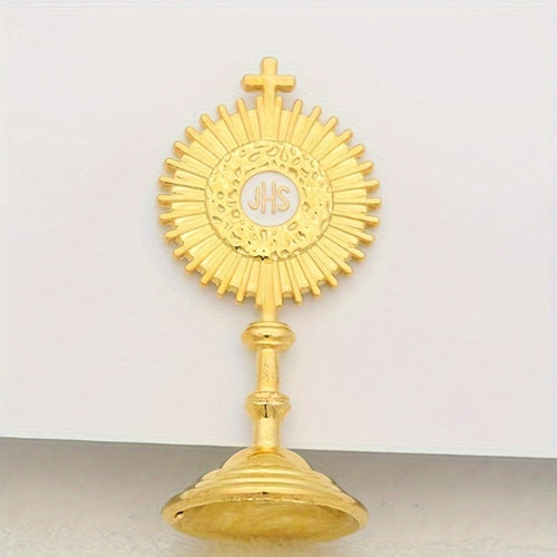 Vintage Golden Metal Religious Ornament - Miniature Chalice with Cross Design, Perfect for DIY Photography Props & Living Room Decor - Unique Gift Idea for Christmas, New Year, or Graduation,halloween
