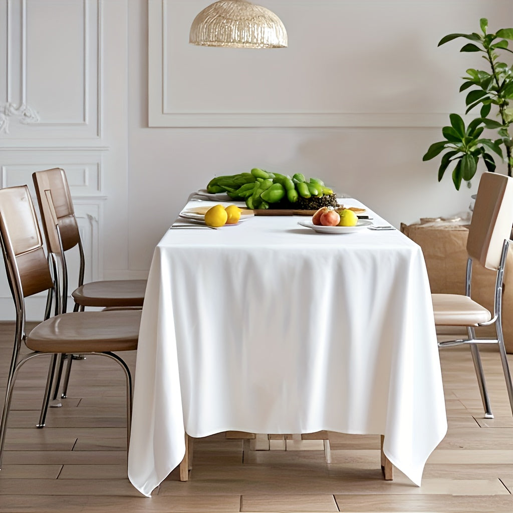 Toalha de Mesa Retangular Branca Elegante - Perfeita para Casamentos, Festas & Eventos ao Ar Livre - Poliéster Durável, Vários Tamanhos Disponíveis