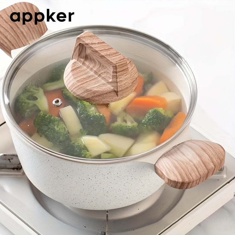 Conjunto de Cozinha de Indução em Granito Branco Appker, Coleção de Utensílios de Cozinha Incluindo Frigideira, Panela e Vaporizador