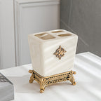 Conjunto de Acessórios de Banho Minimalista de Luxo Leve W003: Frasco de Gel de Banho e Sabonete Líquido com Design Criativo de Rachaduras de Gelo em Cerâmica, Porta-Escova de Dentes e Acessório Único para Banheiro de Hotel ou Casa