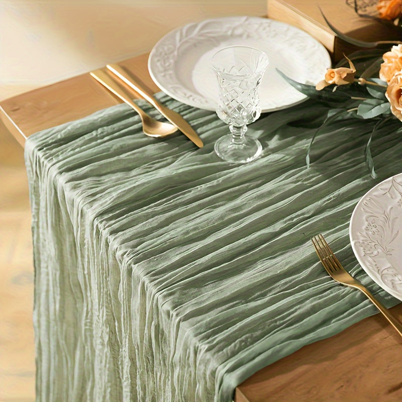 1 peça, toalha de mesa de jantar, toalha de mesa de jantar plissada Bali atmosférica, toalha de mesa de jantar elegante de cor sólida em tecido encerado, toalha de mesa de jantar de tecido para decoração de mesa de férias, decoração de casa, decoração de mesa de jantar, decoração de quarto