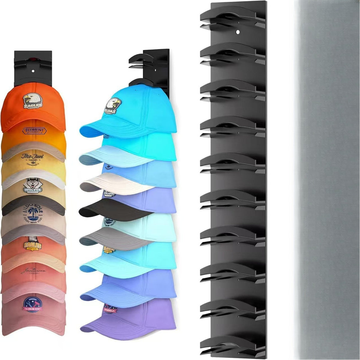 Organizador de Chapéus de Beisebol Montado na Parede com Múltiplas Camadas, Dez Compartimentos, Design Economizador de Espaço, Mantém Seu Quarto Organizado e Arrumado