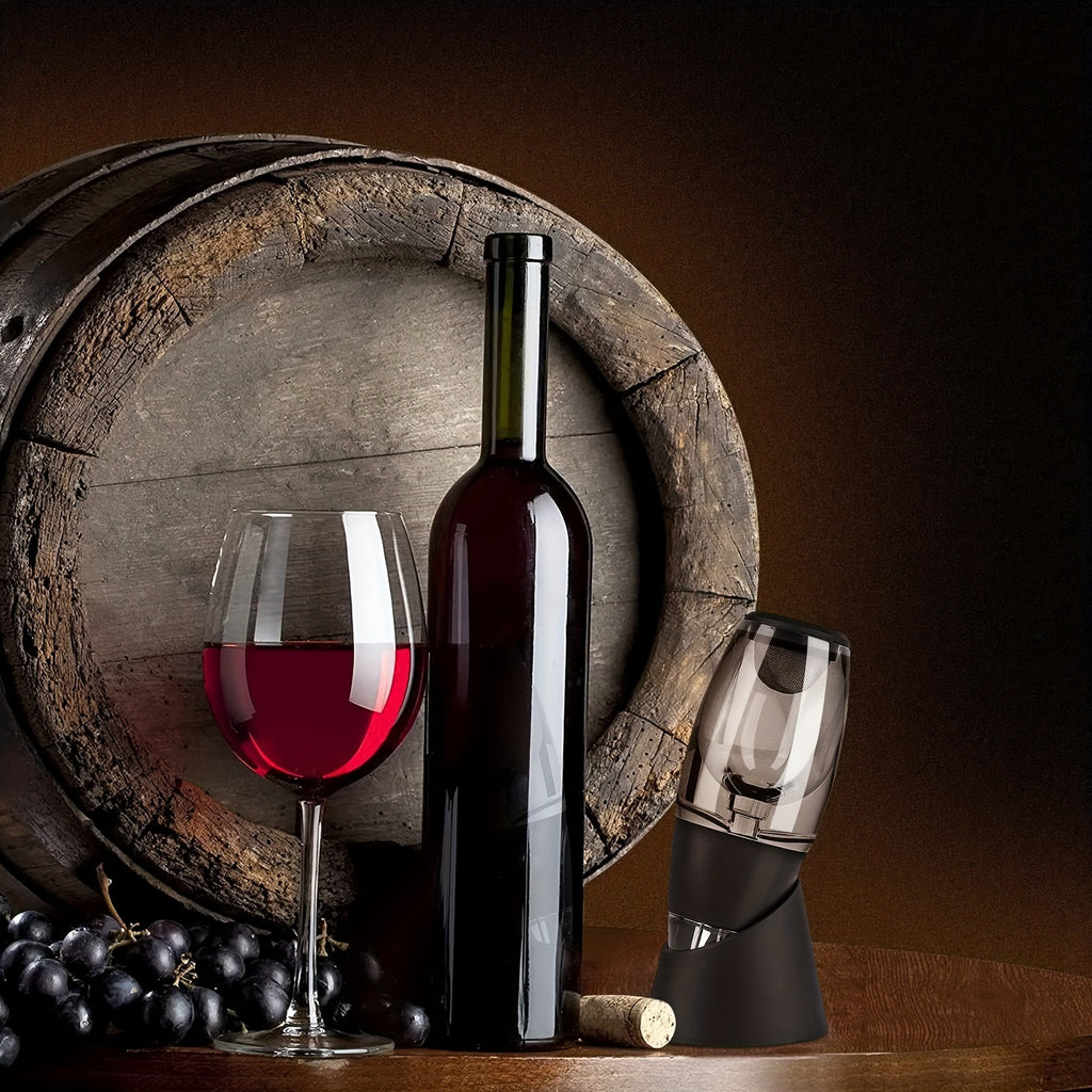 Conjunto Elegante de Aerador e Decantador de Vinho com Bico de Derramamento - Realça o Sabor, Ideal para Vinho Tinto e Branco - Acrílico Preto Elegante com Acabamento Metálico Polido - Presente Perfeito para Amantes de Vinho para Natal, Halloween, Ação de Graças e Casamentos