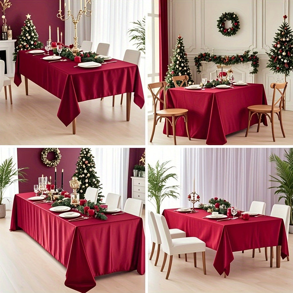  Toalha de Mesa Luxuosa Borgonha - Poliéster, Retangular para Casamentos, Aniversários, Jantares, Buffets, Piqueniques & Mais - Decoração Versátil para Feriados