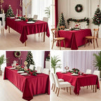  Toalha de Mesa Luxuosa Borgonha - Poliéster, Retangular para Casamentos, Aniversários, Jantares, Buffets, Piqueniques & Mais - Decoração Versátil para Feriados