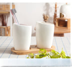 Conjunto de Banheiro Moderno em Cerâmica Branca - 5 Peças - Acessórios de Luxo Completo com Dispensador de Sabonete, Porta-Escova de Dentes, Saboneteira e Copo para Enxaguante Bucal - Resistente a Manchas, Fácil de Limpar e Durável para Banheiros de Casa e Hotel (Sem Instalação)