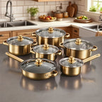 6pcs Red Stainless Steel Cookware Set, Non-stick Frying Pan, Pan, with Lid, Multi-functional, Fashionable and Durable, Suitable for Induction Cooker, Can Be Used in Kitchen, Restaurant, Outdoor Camping, Perfect Gift for Valentine's Day
