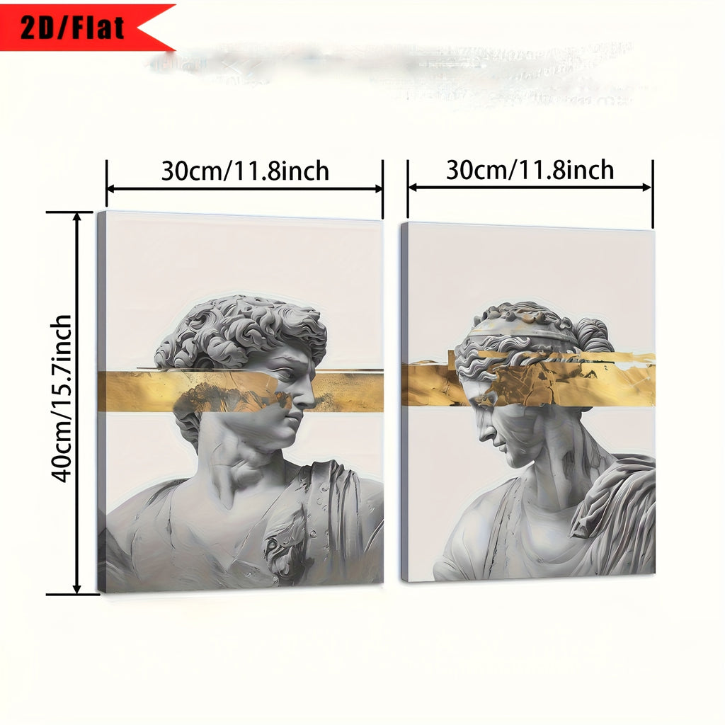 2 Peças de Arte de Parede da Mitologia Grega - Zeus, Hera, Atena e Deuses - Impressões em Tela Plana 2D Adequadas para Decoração de Casa e Escritório - Deusas e Lendas Gregas - Impressões de Arte Clássica Educativa, Plana 2D, Perfeitas para Decoração de Quarto