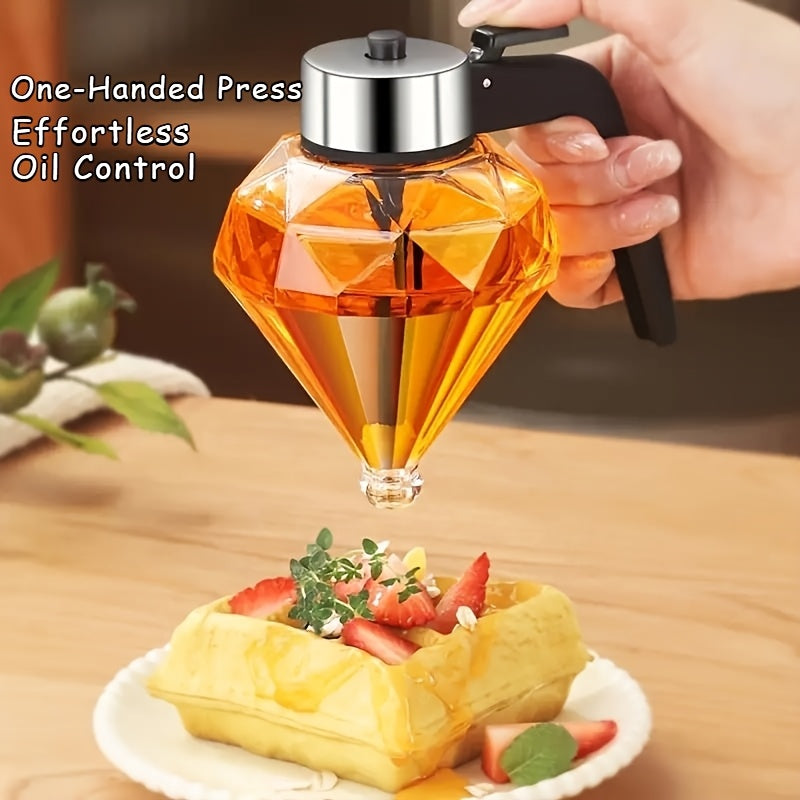 LDQ 200ml No-Drip Glass Honey Dispenser - Stylish Diamond Pattern, Black & Clear Design, Perfect for Syrup, Sauce & Honey Storage, Ideal for Kitchen & Dining Use
