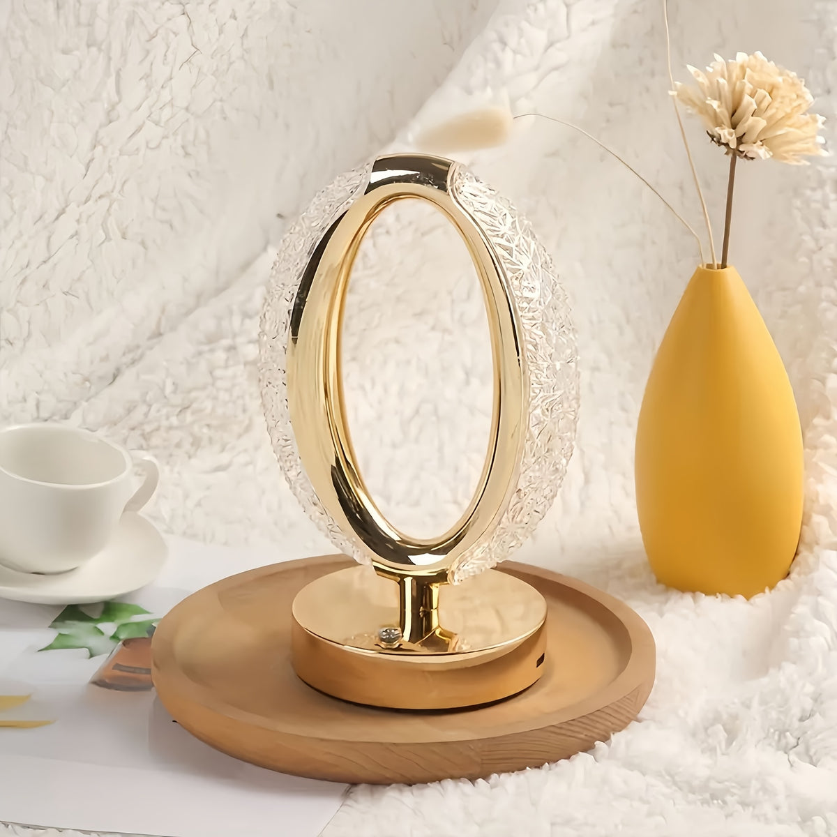Candeeiro de Mesa Nórdico Moderno Minimalista Criativo Romântico de Cristal com Carregamento, Interruptor Tátil, Regulação Contínua de Três Cores, Adequado para Decoração de Casa de Quarto e Sala de Estar
