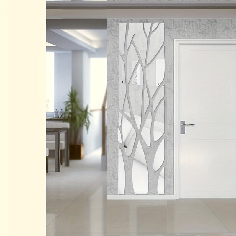 Adesivo de parede de ramo de espelho acrílico 3D – Decoração atraente para a sala de estar, sala de jantar e entrada, 1 peça