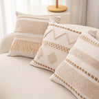 1pc Capa de Almofada Decorativa Bohemia Bordada - Design Geométrico Marroquino, 45.72x45.72 cm, Hipoalergênica para Sofá e Quarto, Fechamento com Zíper (Sem Enchimento), Tecido Texturizado Espesso, Decoração Rústica Champanhe para Sala e Quarto, Acessório para Cama ou Sofá