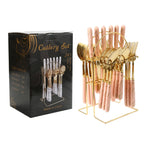 Conjunto de Talheres de Aço Inoxidável Luxo 24 Peças