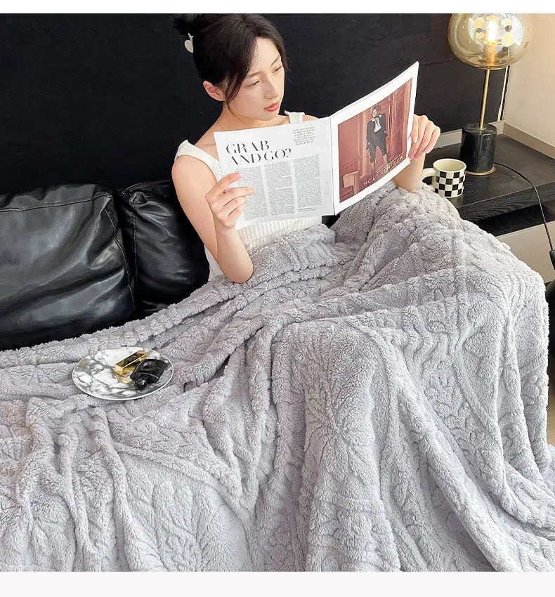 Cobertor Floral 3D de Lã Coral Quente