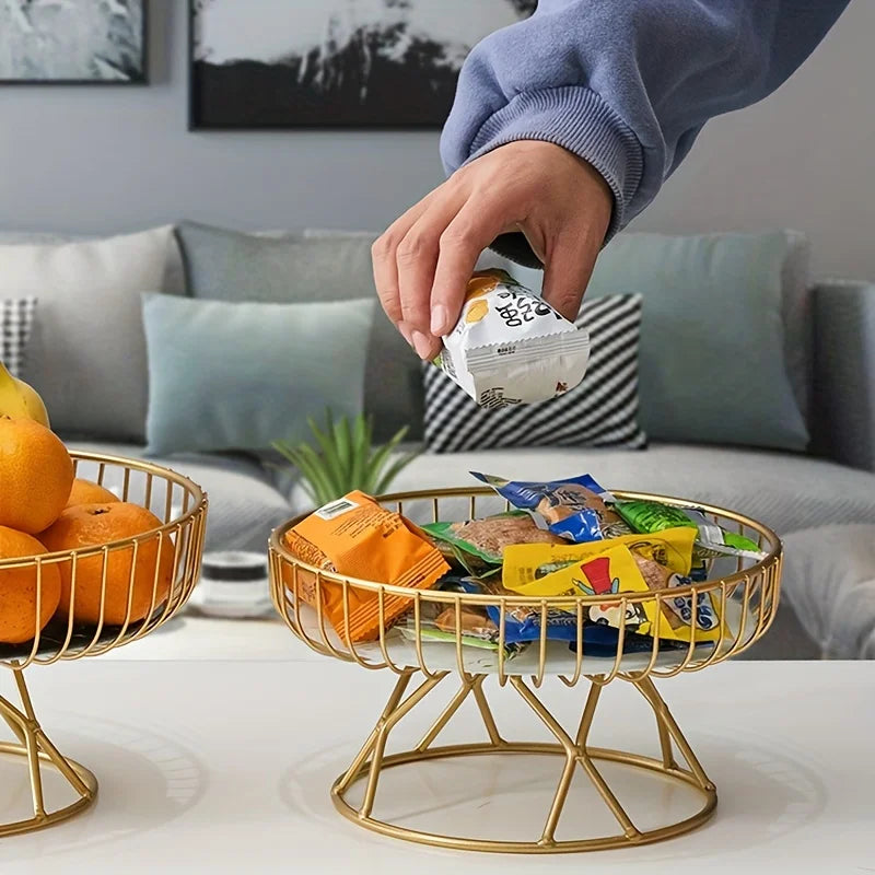 Fruteira em Metal com Design Geométrico