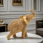 Estatueta de Elefante Dourado em Resina