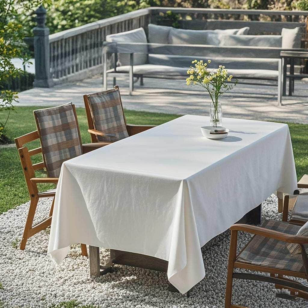 Toalha de Mesa Retangular Branca Elegante - Perfeita para Casamentos, Festas & Eventos ao Ar Livre - Poliéster Durável, Vários Tamanhos Disponíveis