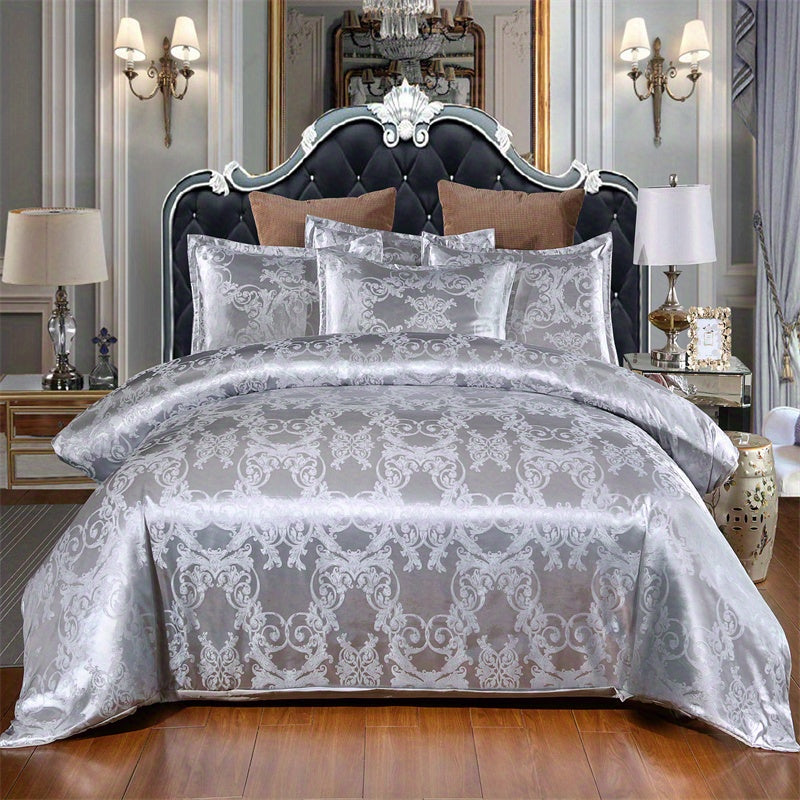 3 peças, conjunto de capa de edredom de cetim jacquard estilo europeu, conjunto de três peças, uma capa de edredom e um par de fronhas, sem núcleo interno.