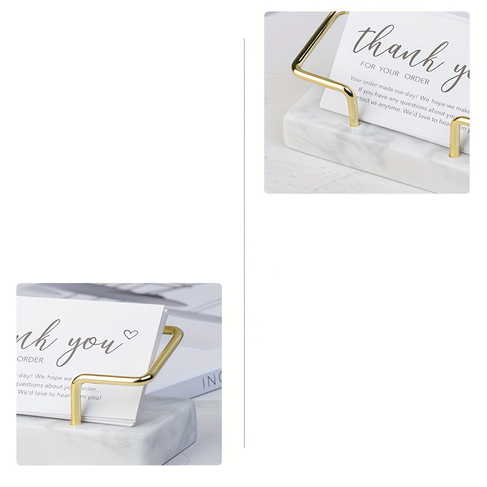 Porta-Cartões de Visita em Mármore com Estrutura Dourada