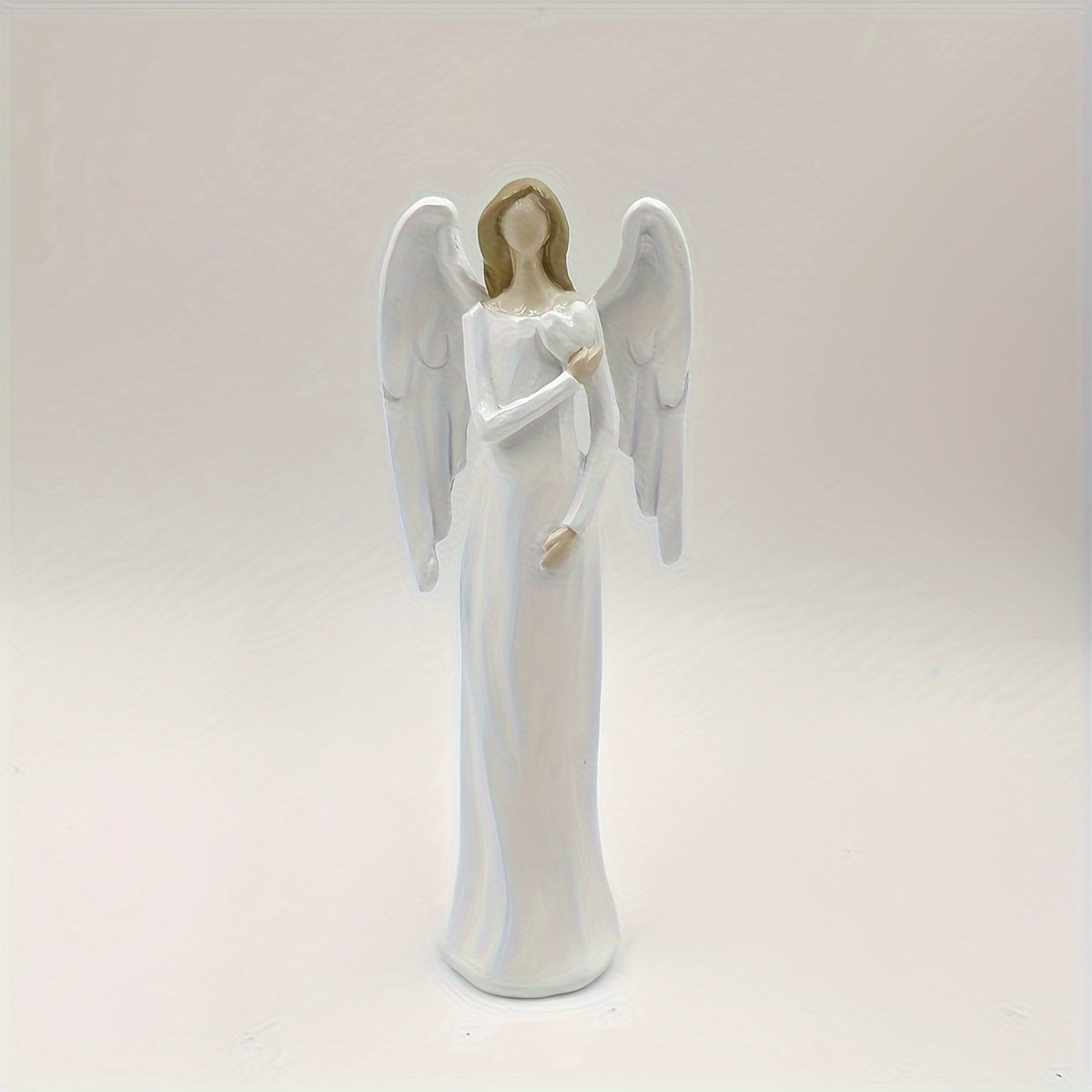 Estatueta Elegante de Anjo Guardião Branco - Escultura de Anjo de Oração com Braços Estendidos e Resina Durável em Camadas, Decoração de Mesa para Igreja, Casamento, Presente Espiritual de Amor, Decoração Externa, Figura Decorativa de Anjo com Asas Intrincadas e Vestido Fluido, Perfeita para Ação de