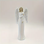 Estatueta Elegante de Anjo Guardião Branco - Escultura de Anjo de Oração com Braços Estendidos e Resina Durável em Camadas, Decoração de Mesa para Igreja, Casamento, Presente Espiritual de Amor, Decoração Externa, Figura Decorativa de Anjo com Asas Intrincadas e Vestido Fluido, Perfeita para Ação de