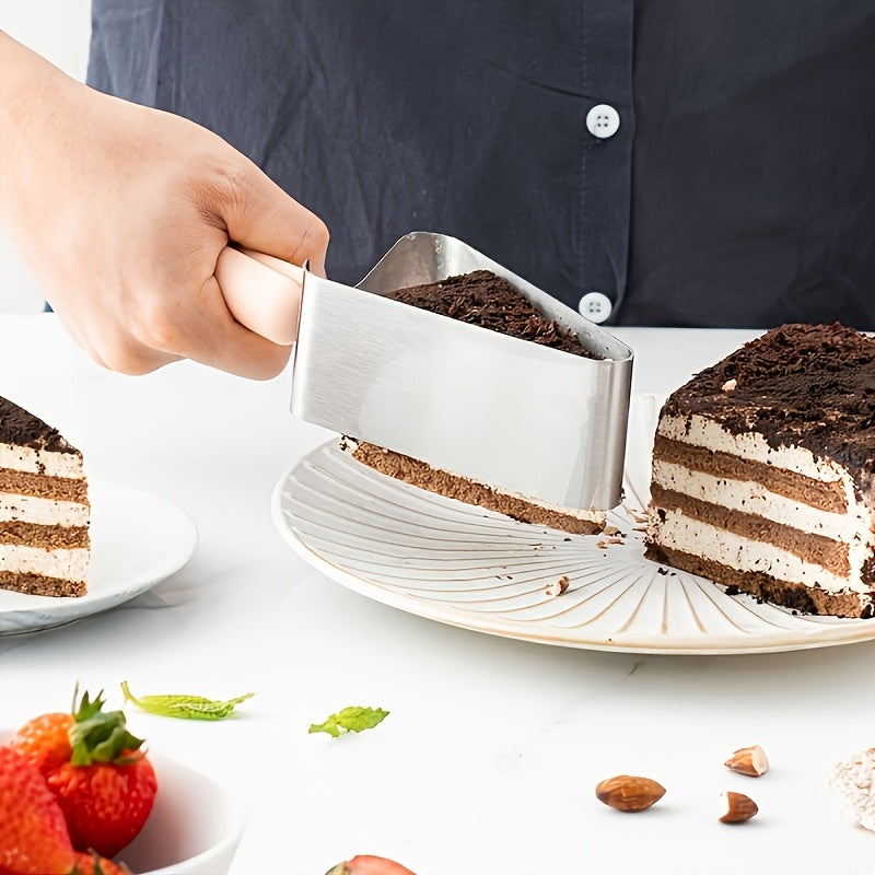 1pc Stainless Steel Cake Slicer & Server | Triangular Transfer Tool with Ergonomic Handle, Durable for Home & Commercial Use, Ideal for Valentine'S Day, Weddings, Birthdays, Parties, Safe
