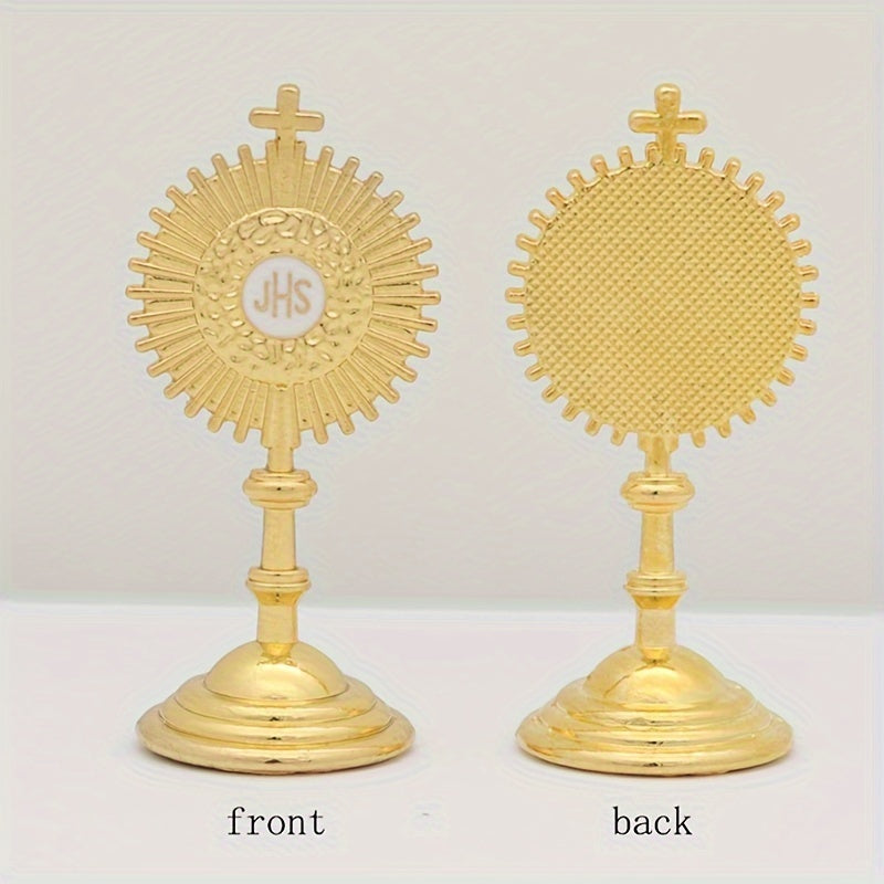 Vintage Golden Metal Religious Ornament - Miniature Chalice with Cross Design, Perfect for DIY Photography Props & Living Room Decor - Unique Gift Idea for Christmas, New Year, or Graduation,halloween