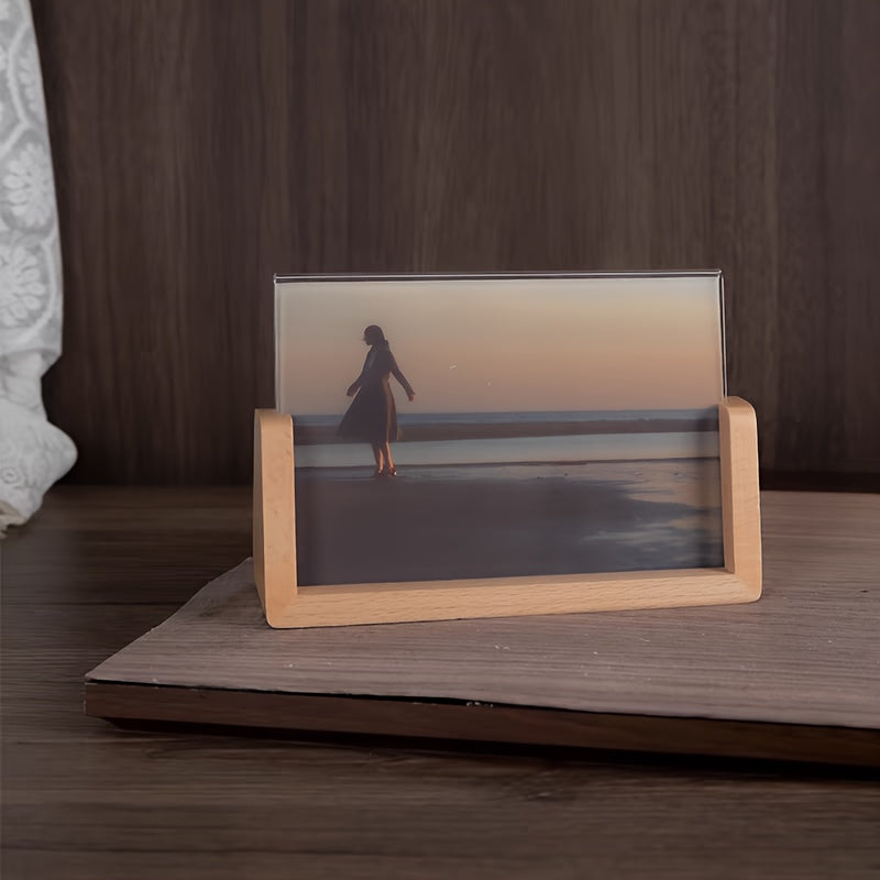 1pc Moldura Retangular Vertical de Madeira em Forma de U Clássica - Suporte para Fotos DIY para Casamentos, Formaturas, Decoração de Escritório e Casa, Organizador de Mesa Durável com Design Atemporal