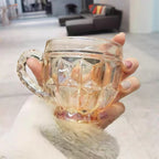 Jogo 6 Xícaras Chá e Café 260ml Itália Âmbar Cristal Dourado Luxuoso