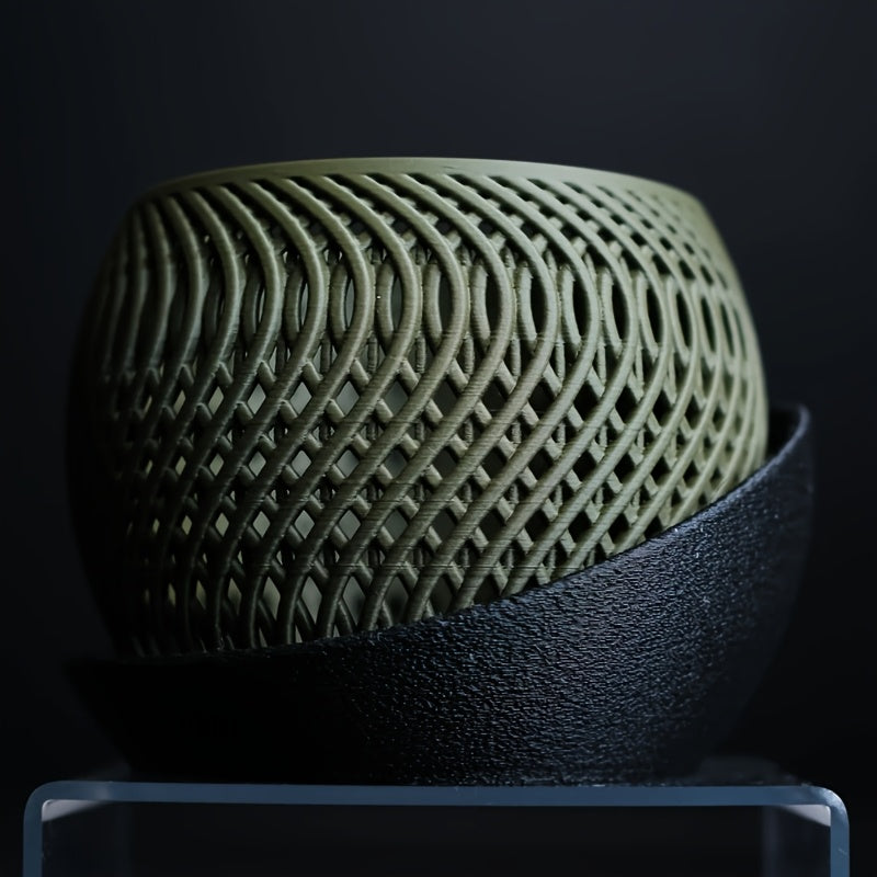 1pc Vaso de Espiral Oco, Vaso de Suculento e Cacto, Vaso de Flor com Bandeja, Ornamento Decorativo para Mesa de Escritório, Adequado para Uso Interior e Exterior