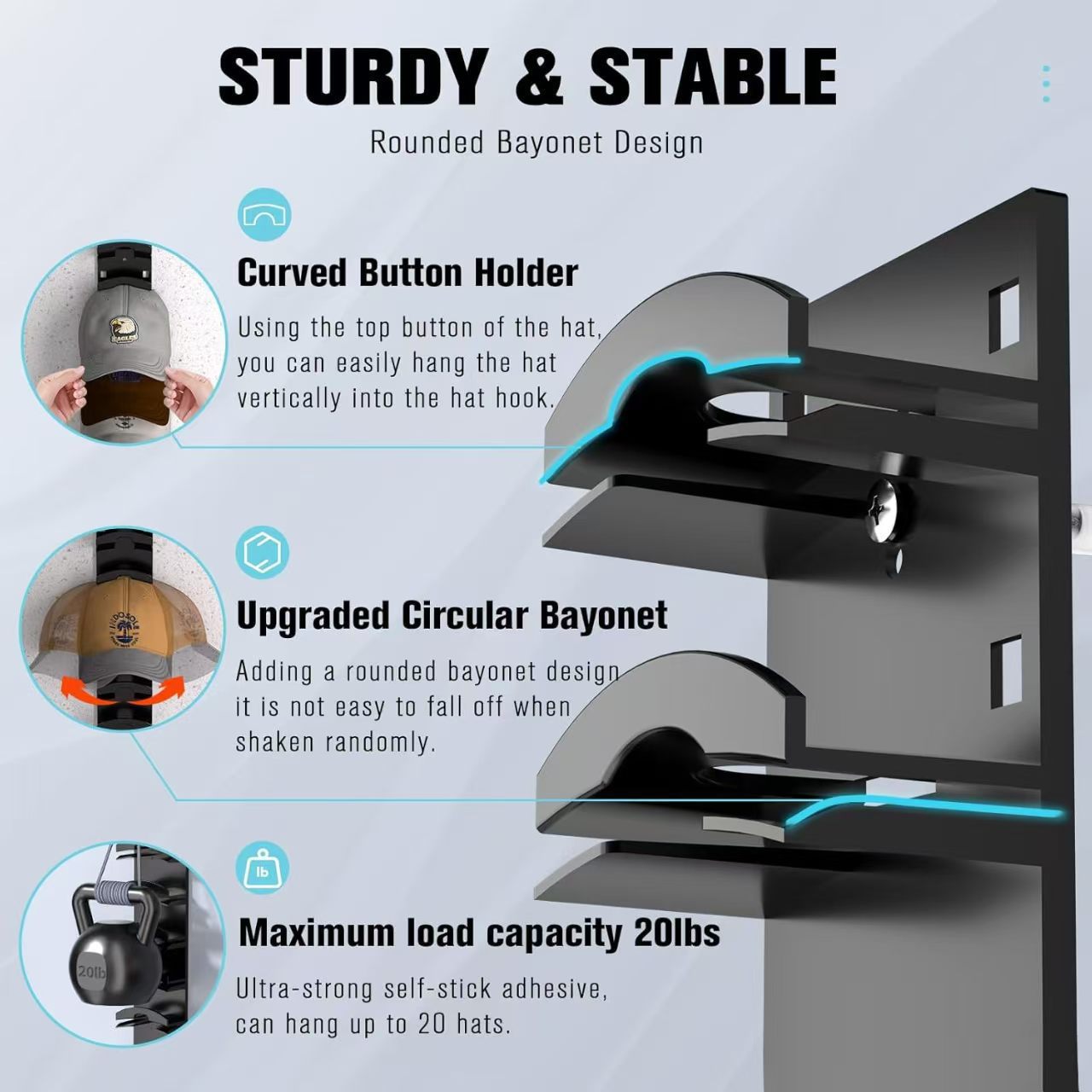Organizador de Chapéus de Beisebol Montado na Parede com Múltiplas Camadas, Dez Compartimentos, Design Economizador de Espaço, Mantém Seu Quarto Organizado e Arrumado