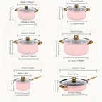 6pcs Red Stainless Steel Cookware Set, Non-stick Frying Pan, Pan, with Lid, Multi-functional, Fashionable and Durable, Suitable for Induction Cooker, Can Be Used in Kitchen, Restaurant, Outdoor Camping, Perfect Gift for Valentine's Day