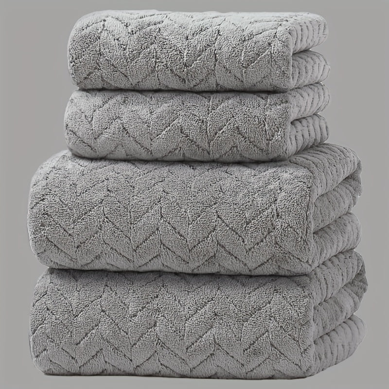 Conjunto de 4 Toalhas de Banho Premium Espessas - 2 Toalhas de Banho + 2 Toalhas de Mão. Altamente Absorventes, Sem Fiapos, Macias, Suaves para a Pele e de Secagem Rápida. Ideais para Outono e Inverno, Natação, Fitness e Uso Portátil. Adequadas para Sauna, Banheiro e como Presente de Natal