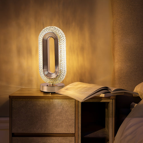 Candeeiro de Mesa Nórdico Moderno Minimalista Criativo Romântico de Cristal com Carregamento, Interruptor Tátil, Regulação Contínua de Três Cores, Adequado para Decoração de Casa de Quarto e Sala de Estar