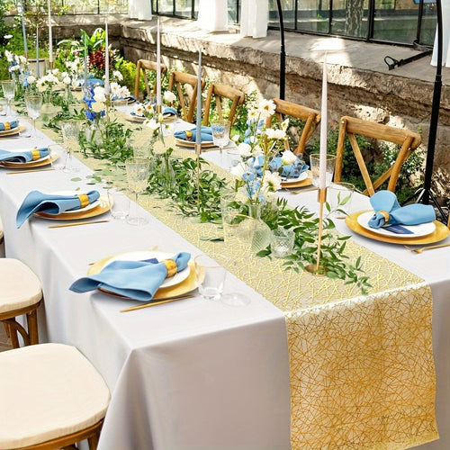 1 Rolo de Toalha de Mesa Transparente Dourada Compatível para Casamentos, Natal - Decoração de Mesa Elegante e Brilhante, Cobertura Retangular Adequada para Festas, Mesas de Jantar, Eventos