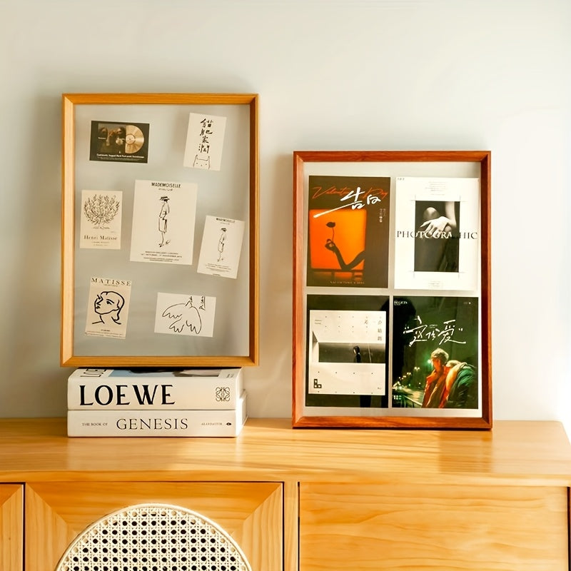 1 peça Moldura Flutuante 8,5x11, 8x10, 6x8, Moldura de Vidro Dupla Camada, Moldura de Madeira, Exibe Fotos de até 21,59x27,94 cm em Qualquer Tamanho, Montável na Parede ou de Apoio de Mesa, Madeira Natural