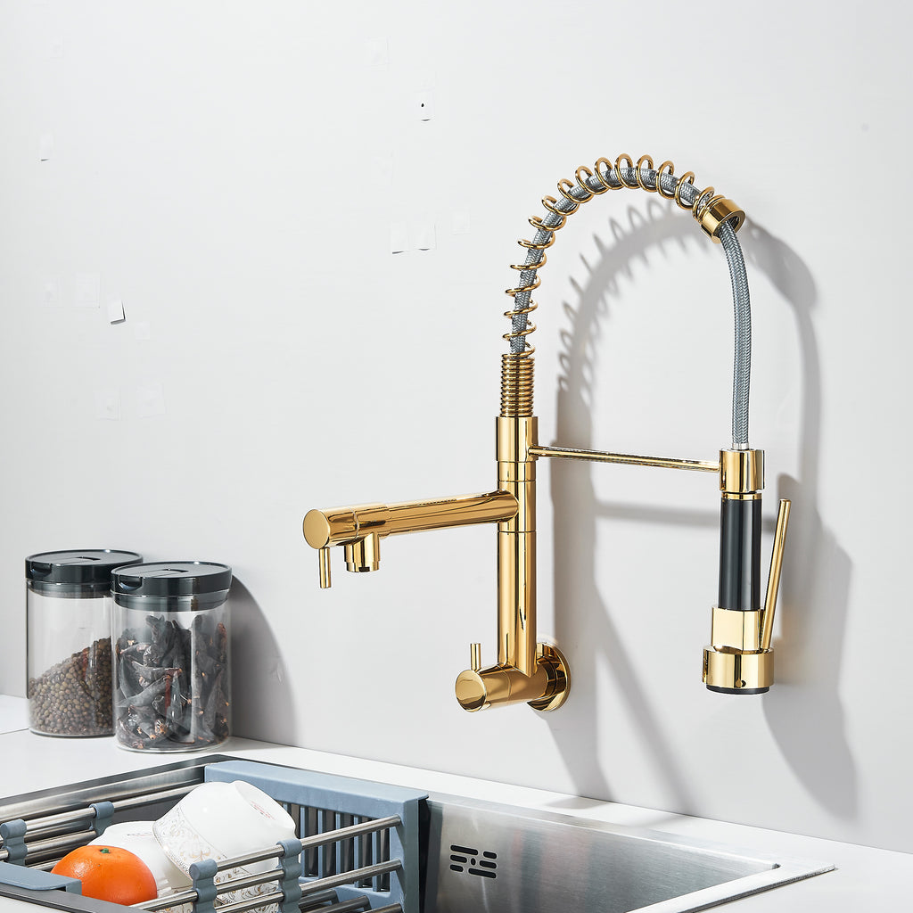 Torneira Gourmet de Parede em Aço Inox com Bica Dupla