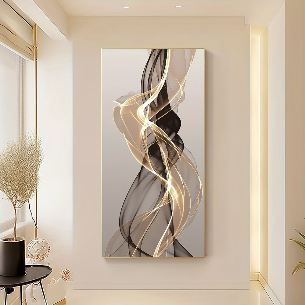 Decoração de Parede em Tela Sem Moldura [2D Flat] com Arte de Linhas Abstratas Modernas 2D Flat, Medindo 23X119.99Cm, Perfeita para um Quarto Minimalista Nórdico, Sala de Estar ou Corredor.