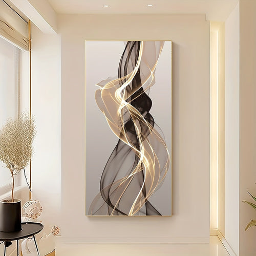 Decoração de Parede em Tela Sem Moldura [2D Flat] com Arte de Linhas Abstratas Modernas 2D Flat, Medindo 23X119.99Cm, Perfeita para um Quarto Minimalista Nórdico, Sala de Estar ou Corredor.