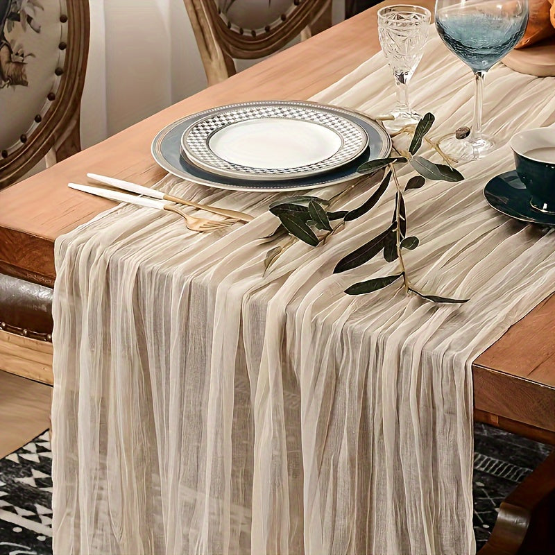 1 peça, toalha de mesa de jantar, toalha de mesa de jantar plissada Bali atmosférica, toalha de mesa de jantar elegante de cor sólida em tecido encerado, toalha de mesa de jantar de tecido para decoração de mesa de férias, decoração de casa, decoração de mesa de jantar, decoração de quarto