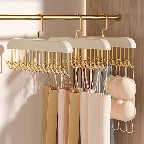 WOODEN KODI Cabinet with 8 Hooks: Multifunctional Vintage Organizer for Lingerie, Hangers, And Intimate Clothing
