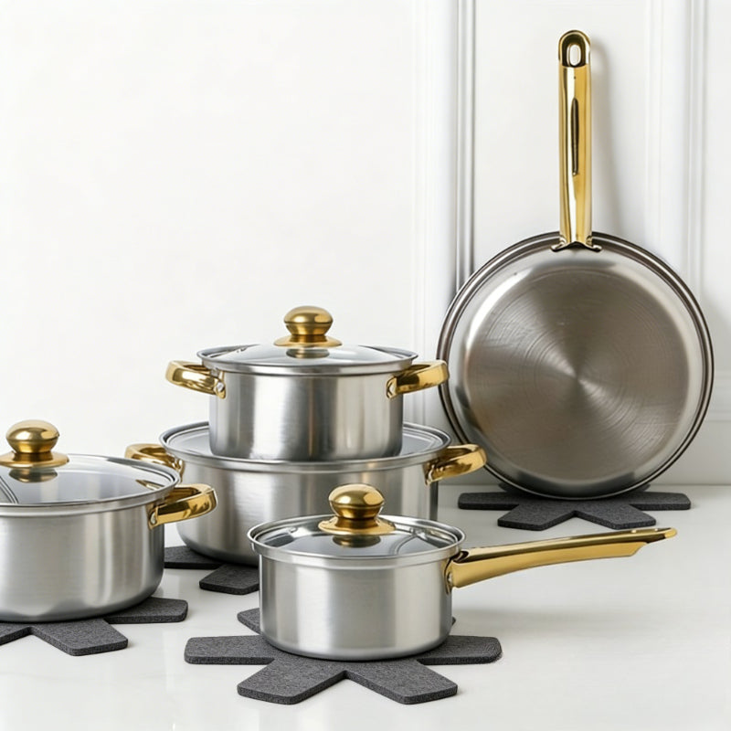 14 Peças Conjunto de Frigideira Preta com Protetores de Panela - Resistente ao Calor, Adequado para Vários Tamanhos de Protetores de Panela para Todos os Fogões, Protetores de Panela Profissional para Frituras e Salteados