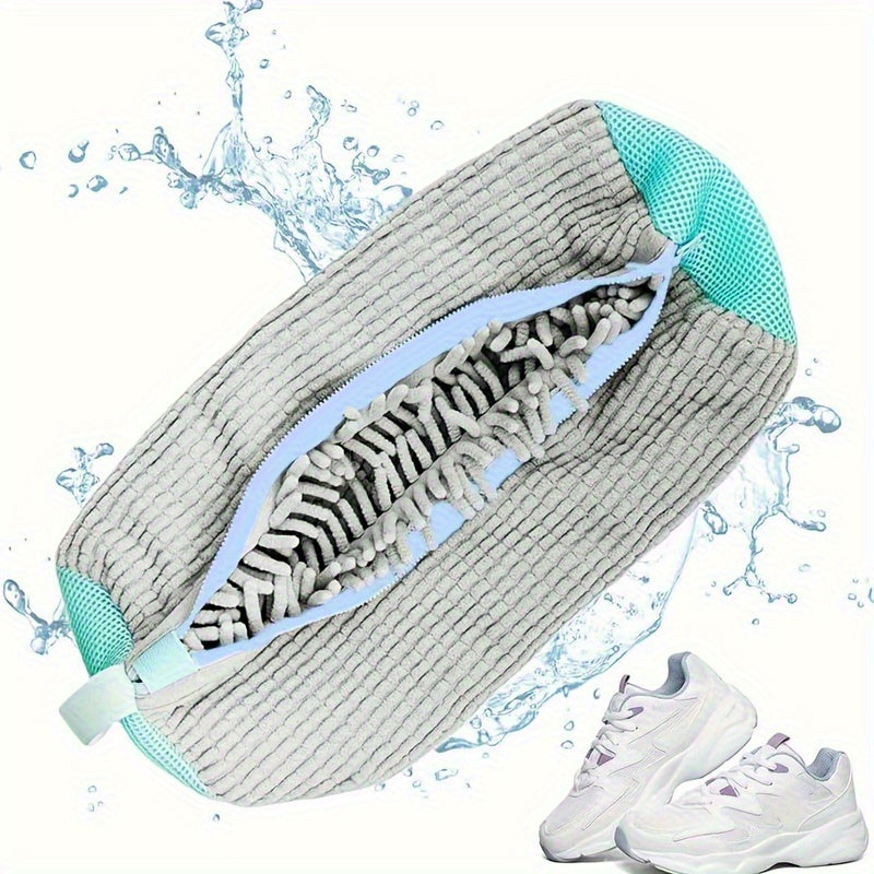 Saco de Lavagem para Sapatos na Máquina de Lavar, Fibra Macia com Envolvimento 360°, Zíper Durável e Reutilizável para Tênis e Sapatos