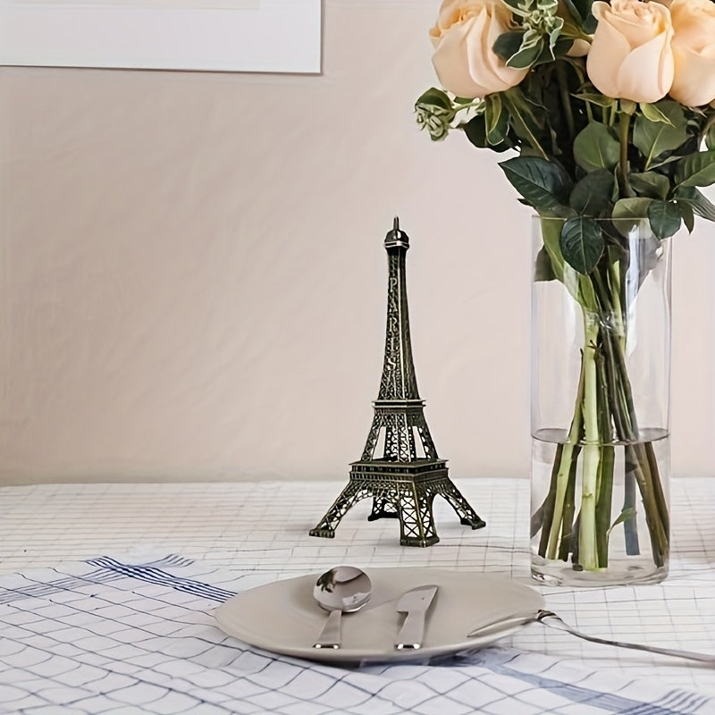 Figura de Metal da Torre Eiffel de Paris 1pc - Modelo Arquitetônico em Miniatura Turquesa com Detalhes Intrincados e Ferroaria Detalhada, Arte Decorativa para Prateleira, Lembrança de Viagem & Presente de Férias, Decoração Elegante para Casa | Embalagem Sofisticada, Decoração da Torre Eiffel