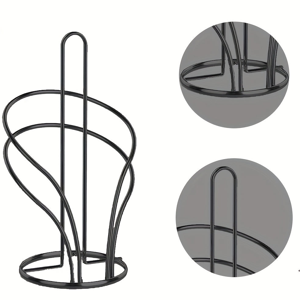 Elegant Golden Tissue Holder with Weighted Base - Freestanding Countertop Paper Towel Rack for Kitchen & Bathroom, Decorative Multi-Loop Design, Towel Holder for Bathroom