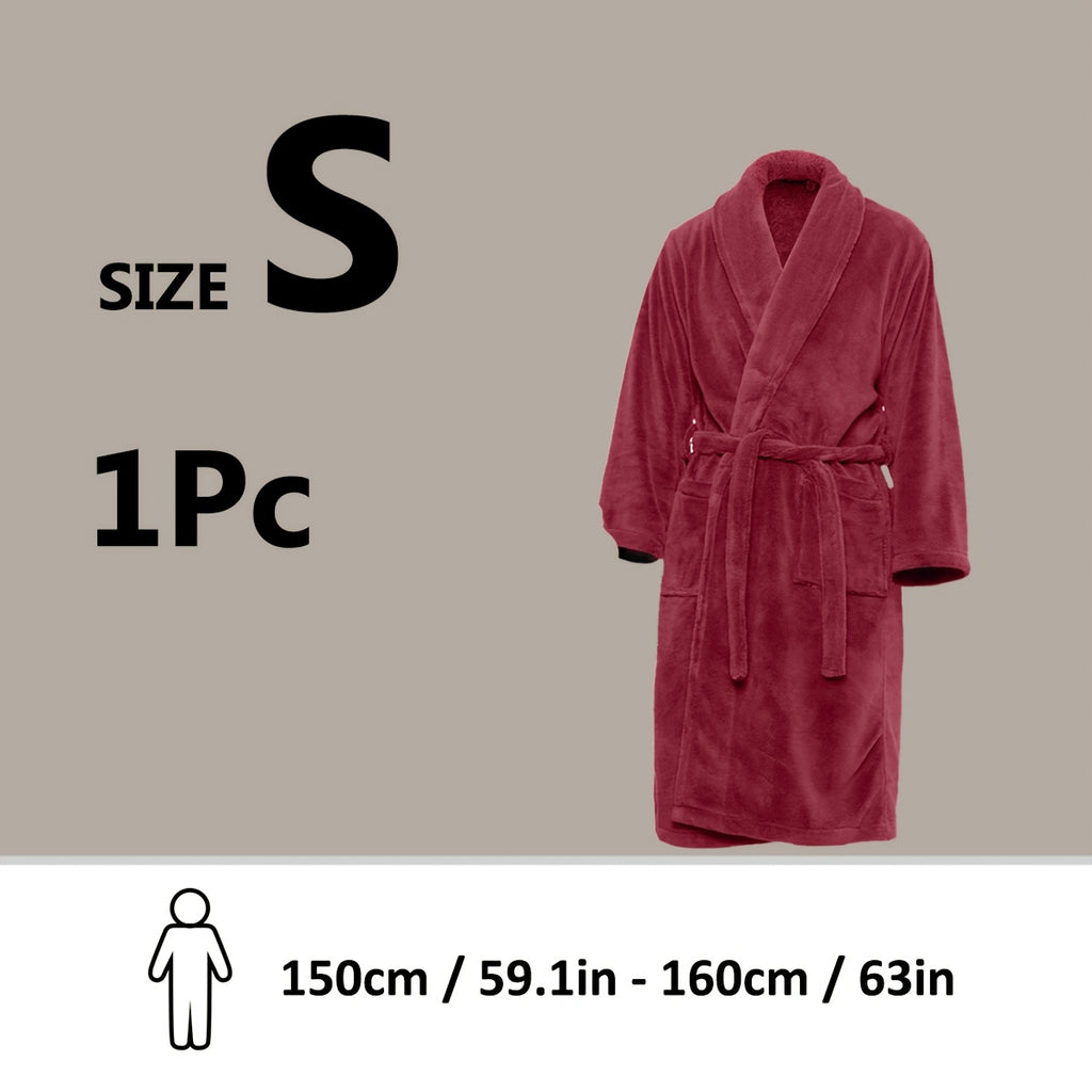 Roupão Unissex de Fleece Coral Extra Quente para Homens e Mulheres, Roupões Adultos para Banheiro, Toalha de Banho, Roupão com Gola Xale, Presente de Dia dos Namorados para Casais